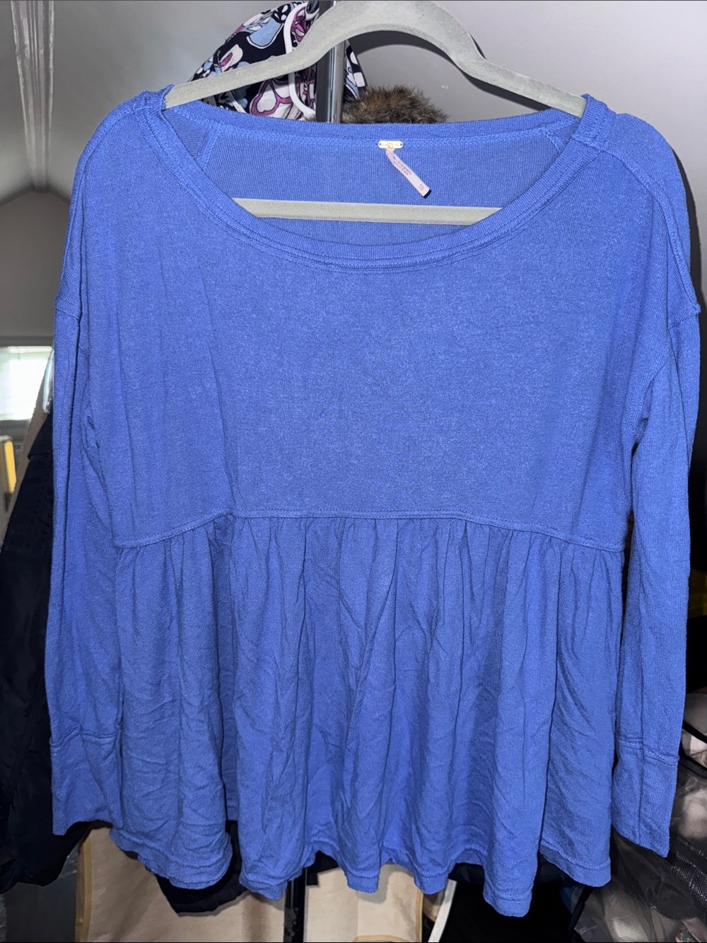 Free People Periwinkle Blue Long-Sleeve Babydoll Top